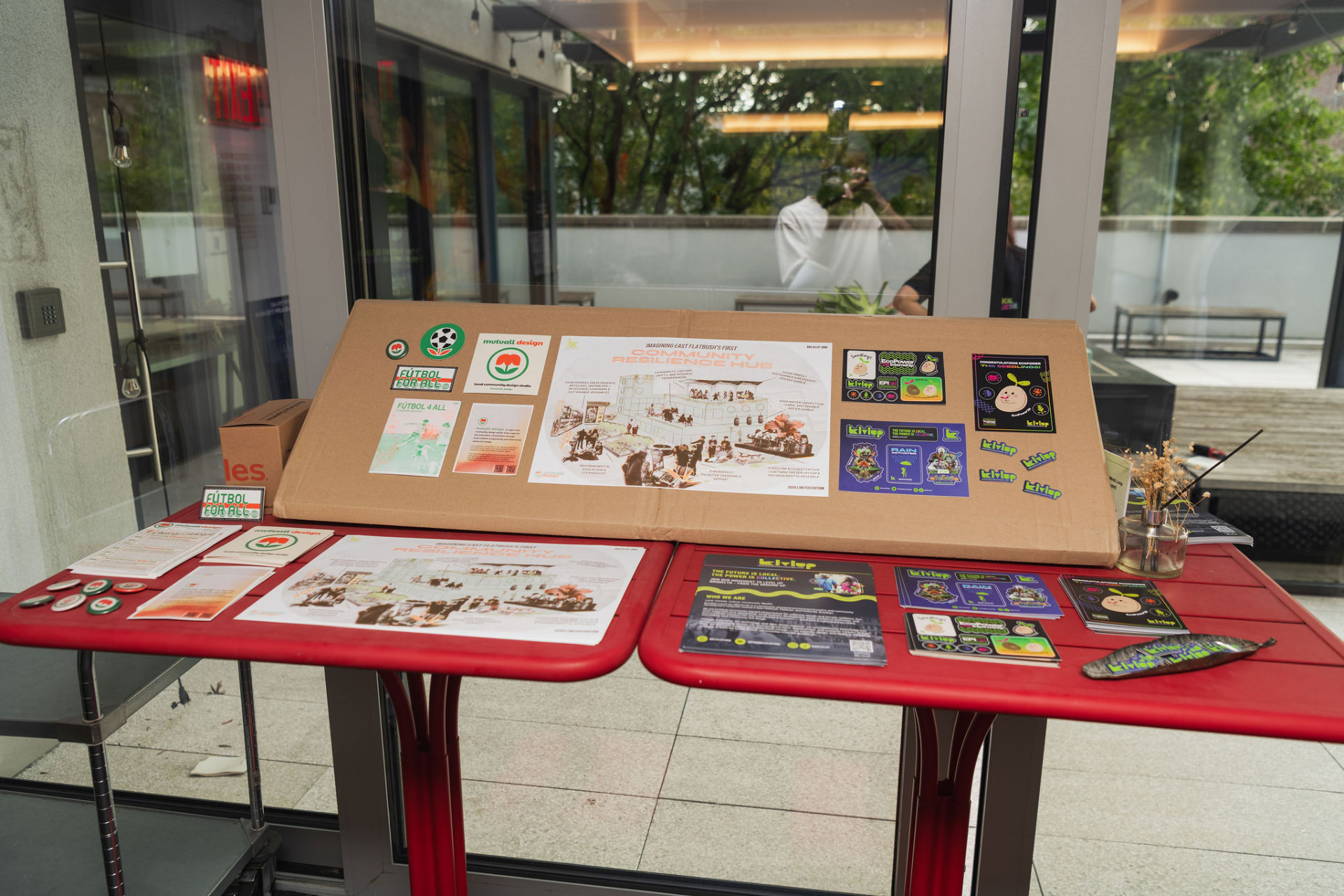 Resource table with prints, zines and stickers